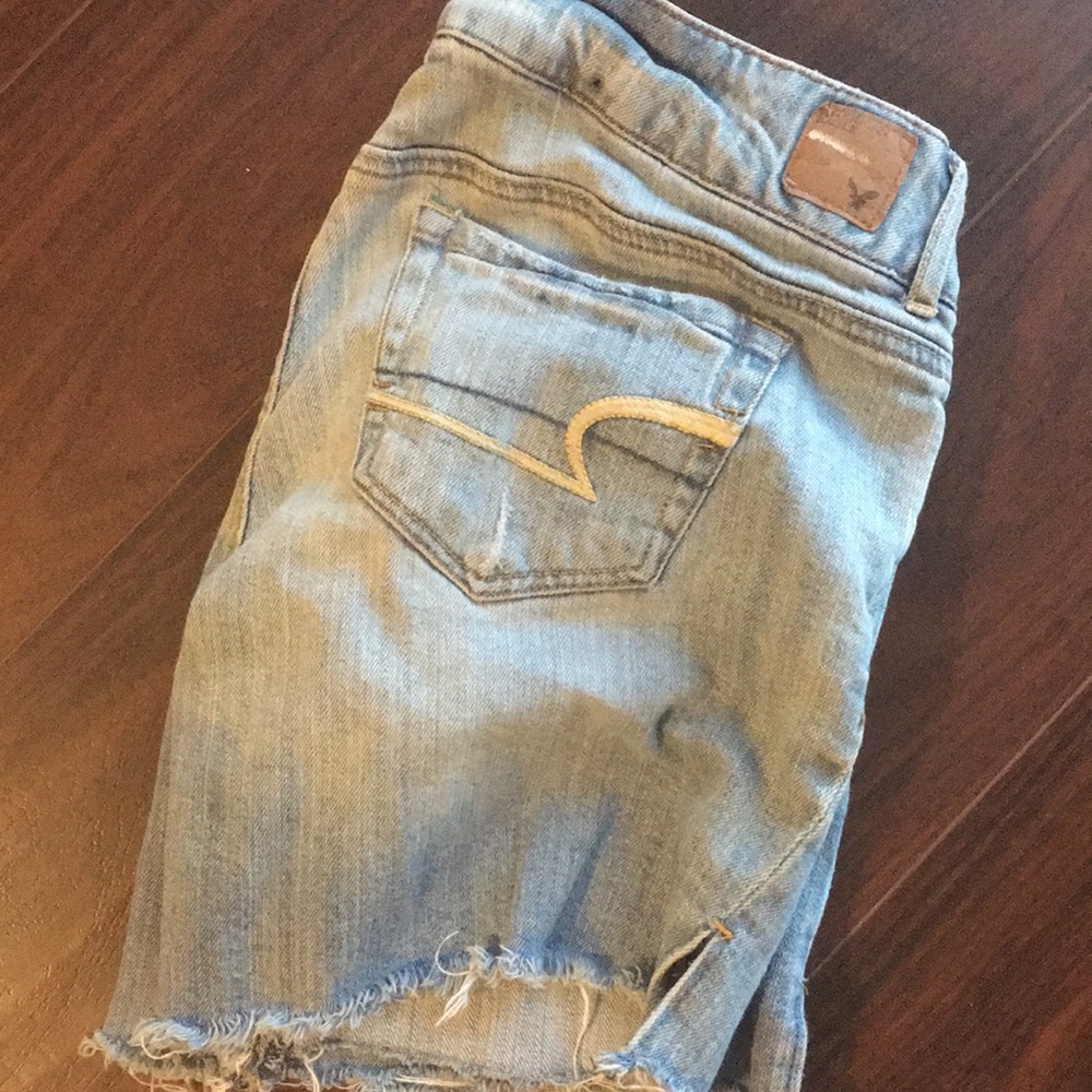 Mid length jean shorts