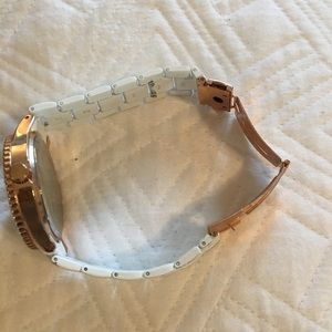 White and gold watch