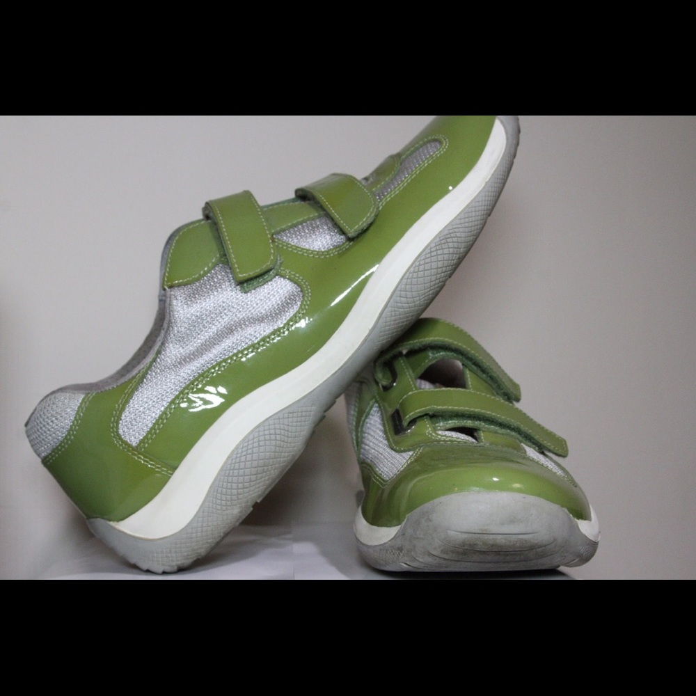 Prada Mens Sneakers 11 Green & Gray Shoes Strap