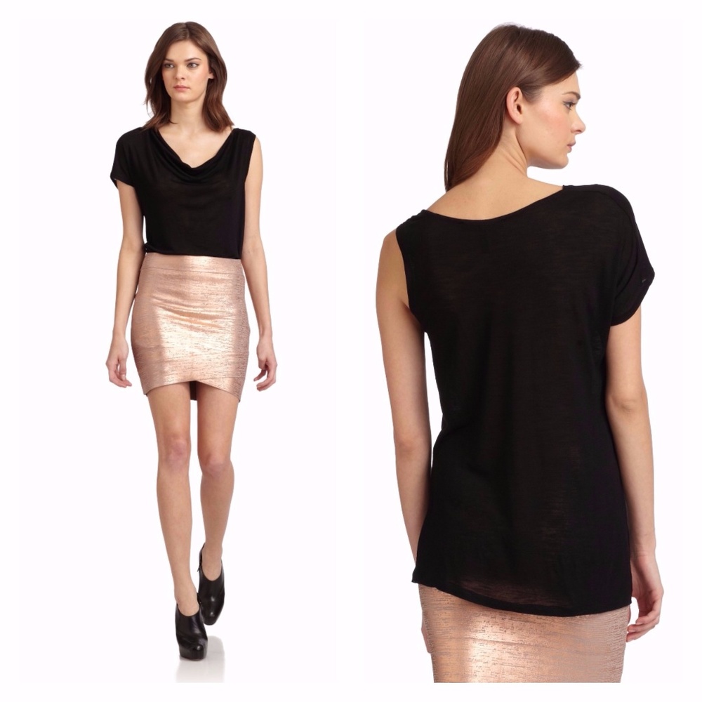 BCBGMaxazria Jersey Asymmetrical Black Kalina Top