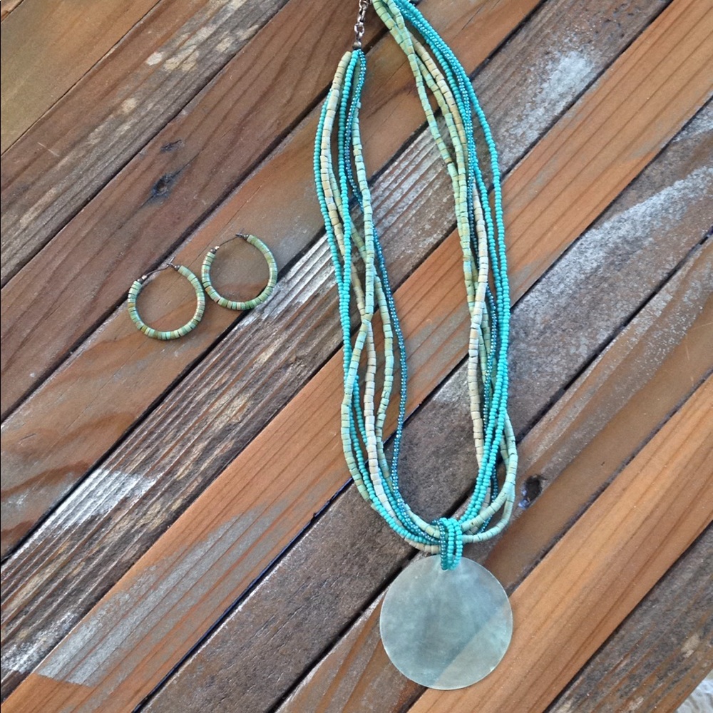 Beachy blue necklace and earrings