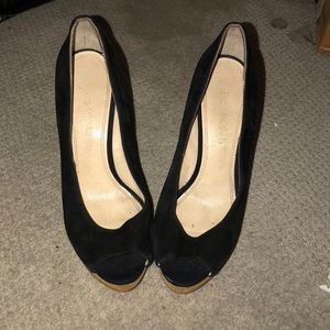 Black and gold party heels