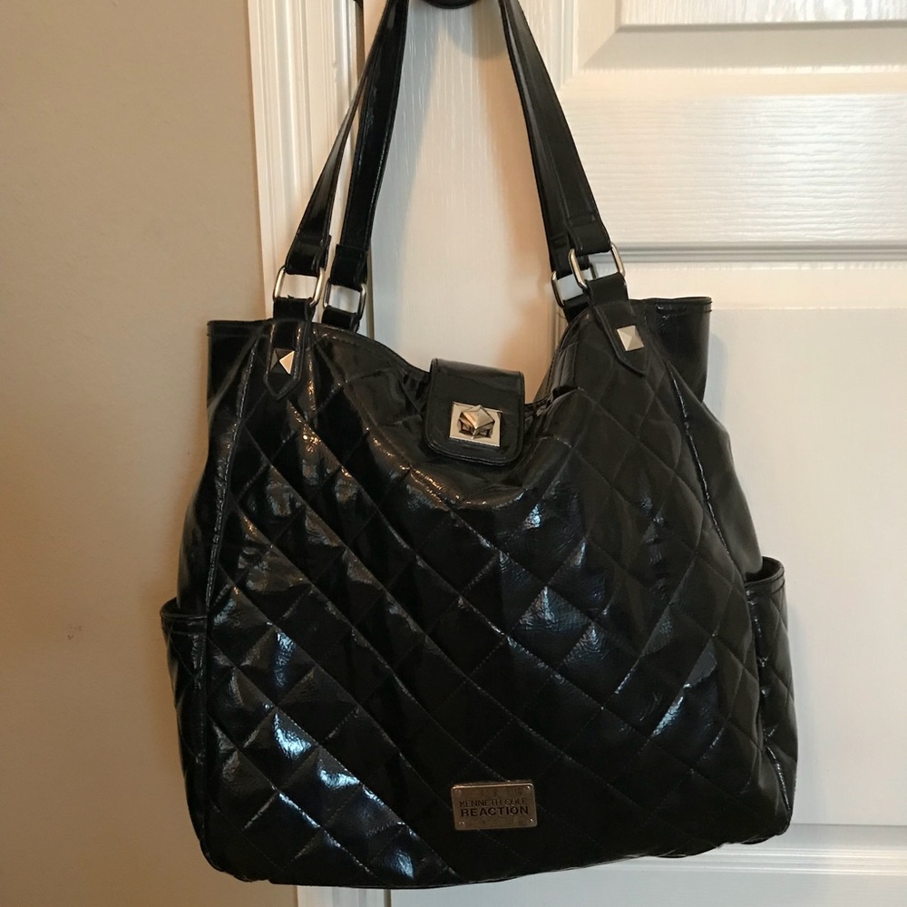 Black quilted large purse