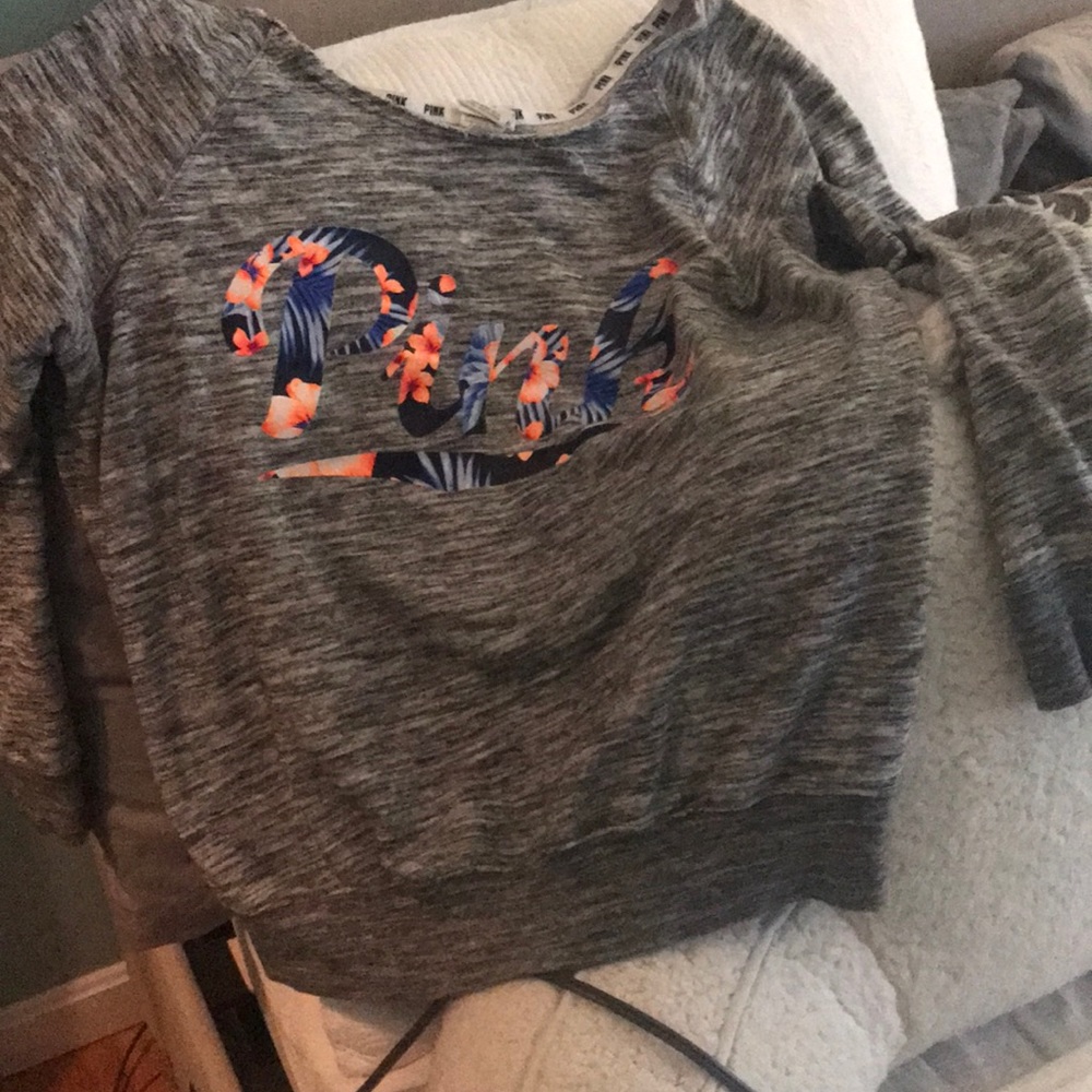 Wide Neck Pink Lightweight sweatshirt