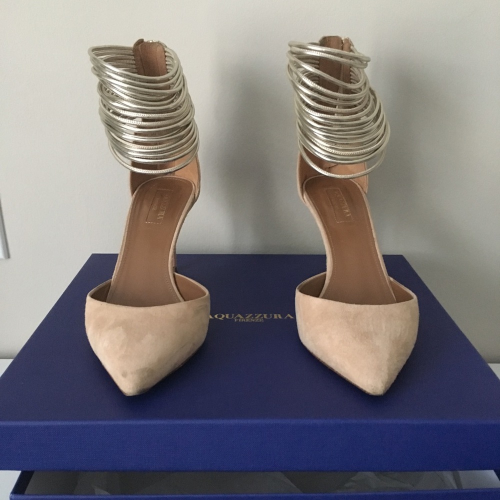 Aquazzura cream suede shoes