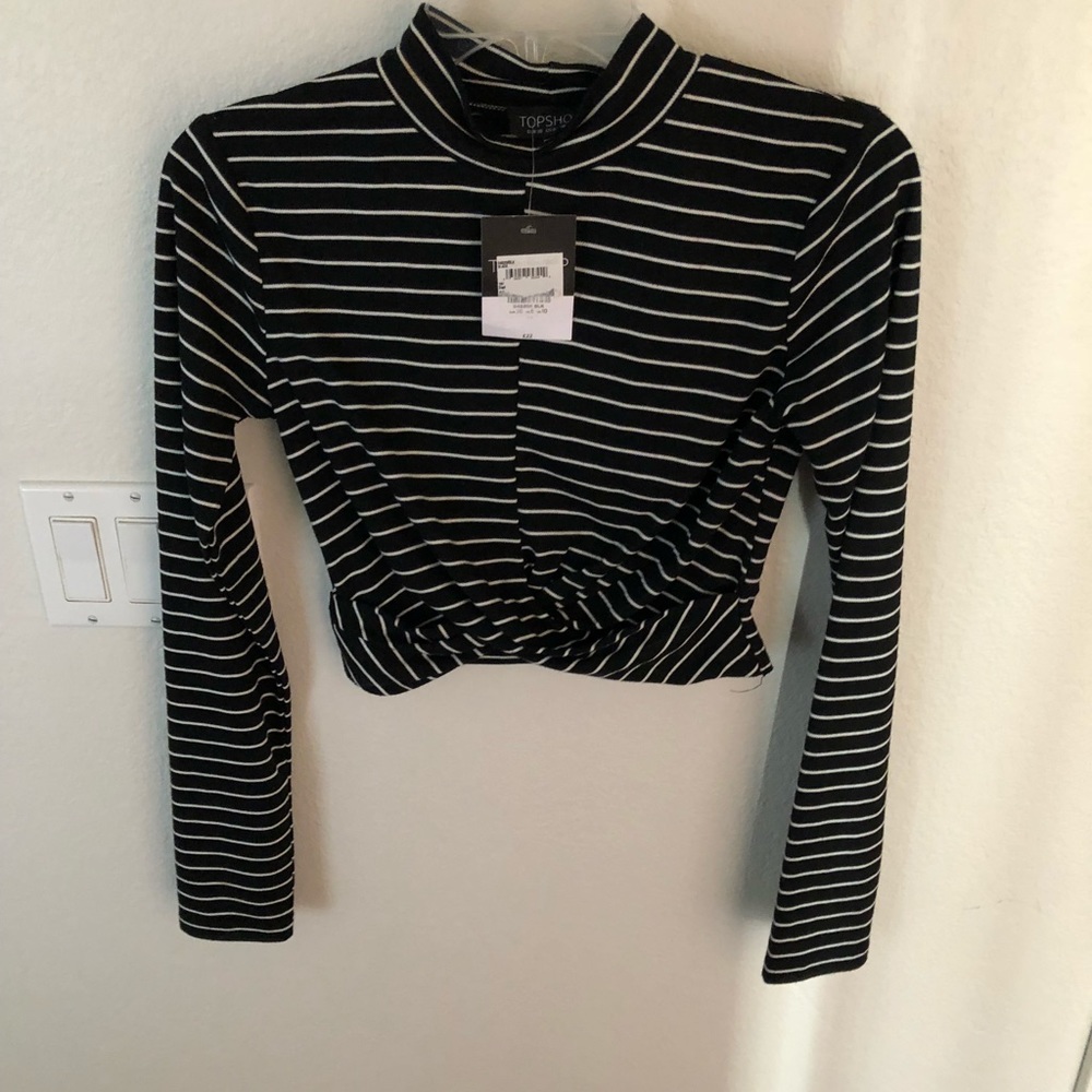 Topshop Long Sleeve Crop Top