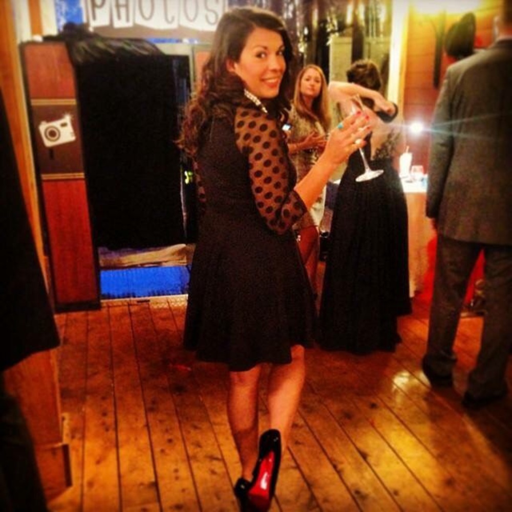 Black polka dot sleeve dress