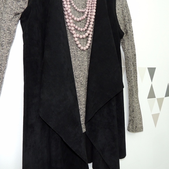Calvin Klein Black Faux Suede Draped Vest M - Picture 2 of 7