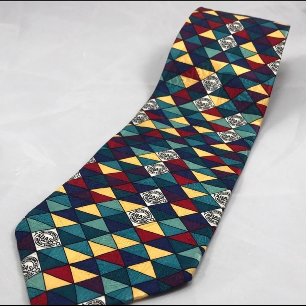Tabasco geometric multi-colored 100% Silk tie. tb1