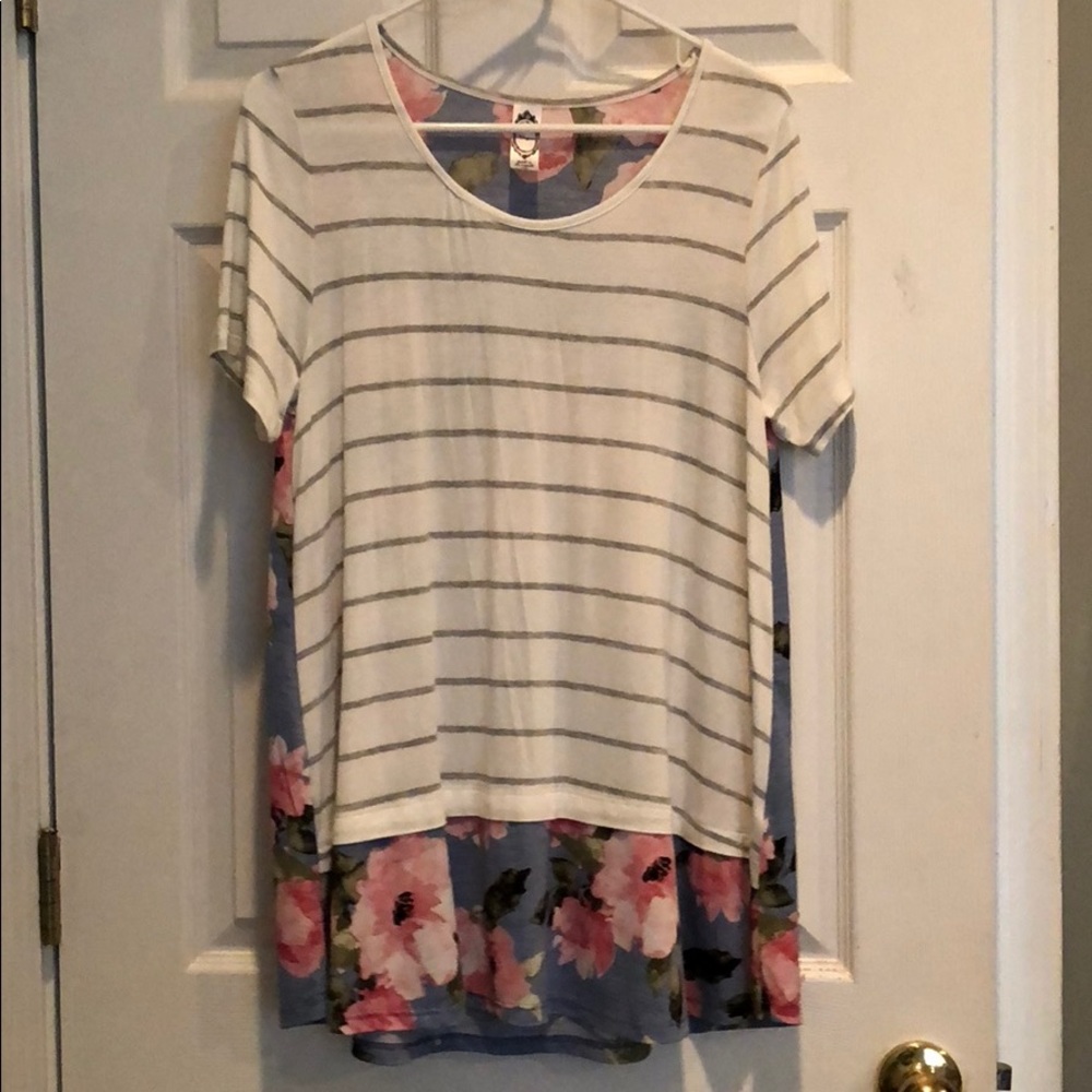 Floral and striped top