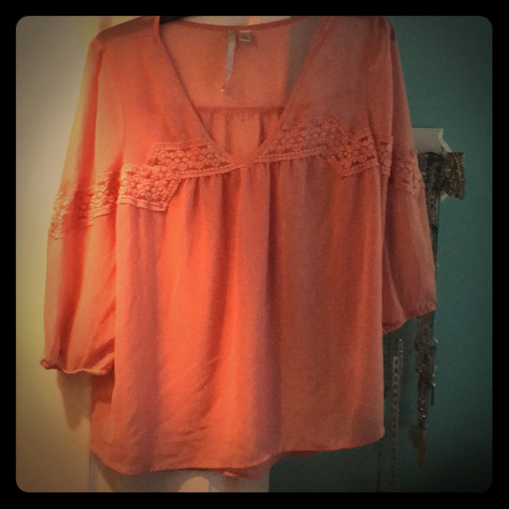 Peach sheer Lauren Conrad Blouse