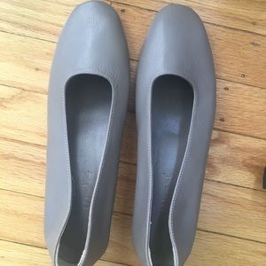 The neutral studio grey leather heels