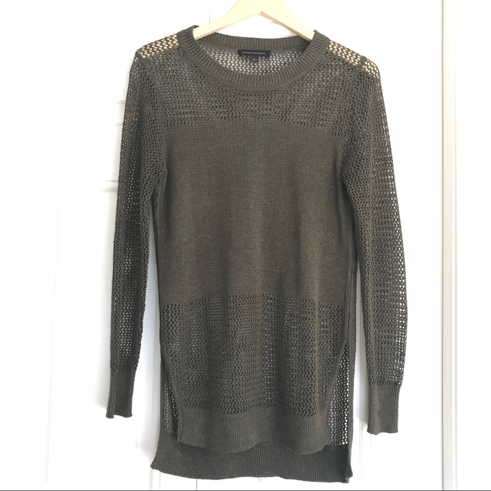 Banana Republic olive green mesh sweater