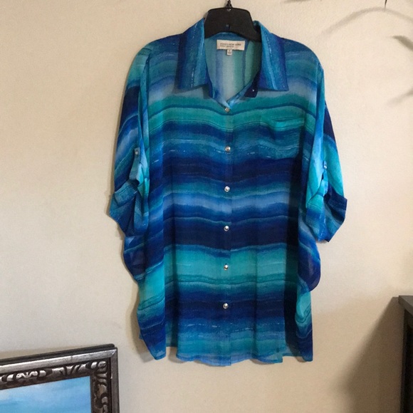 Jones New York Tops - Pretty sheer watercolor blouse!