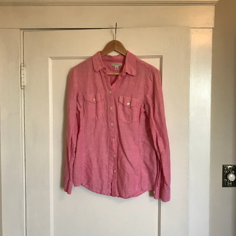 Banana Republic pink linen shirt