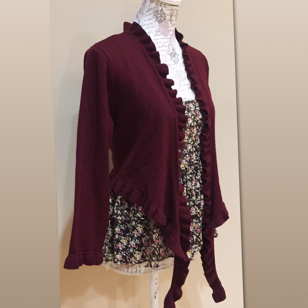 SALE Lord&Taylor Maroon Open Cardigan S