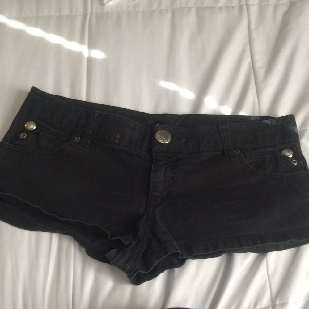 Black denim shorts