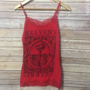 Skull lace tank