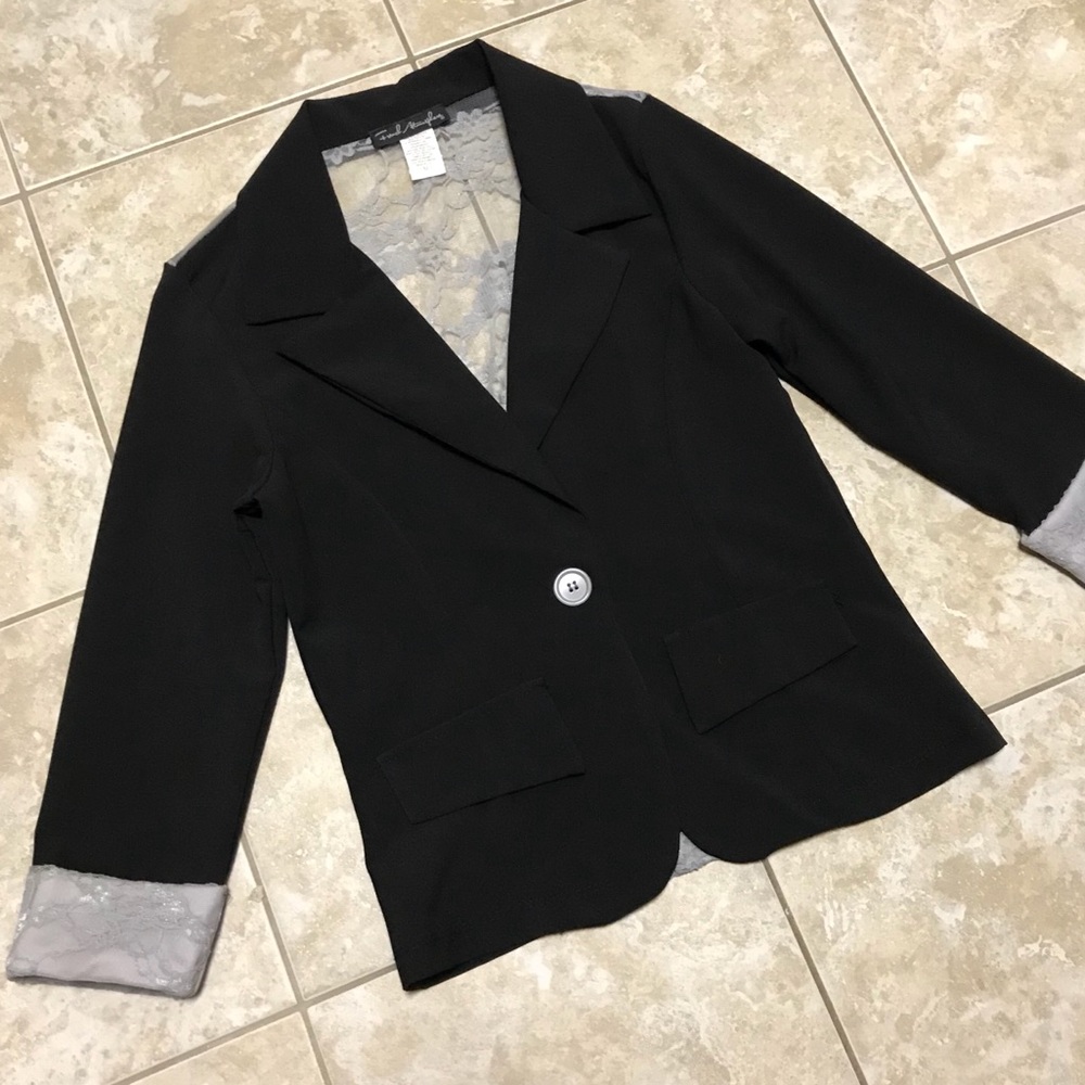 Sold Blazer Lace Back & Rolled Cuff Jacket 3/4 Sleeves