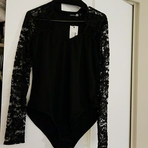 Lace sleeve bodysuit
