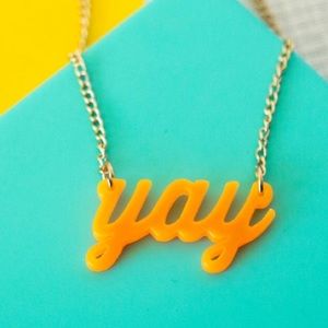 Meri Meri Orange Acrylic Yay necklace