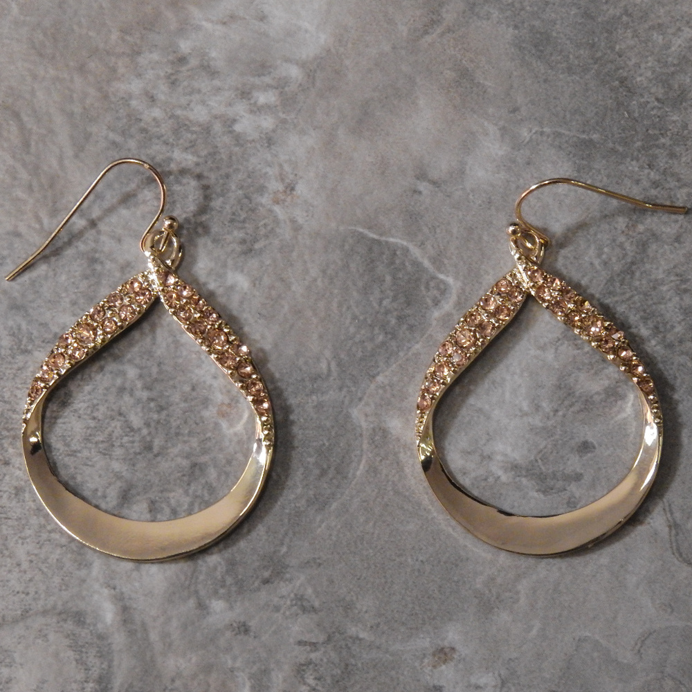 NWOT gold dangle earring / topaz crystal NYCOE34nc - Picture 1 of 3