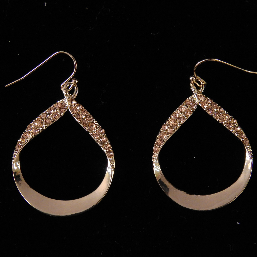 NWOT gold dangle earring / topaz crystal NYCOE34nc - Picture 2 of 3