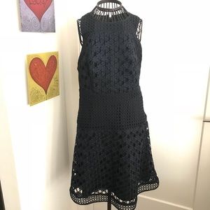 Ann Taylor Navy Blue Eyelet Dress