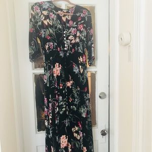 Boho button front maxi dress with 3/4 sleeves!