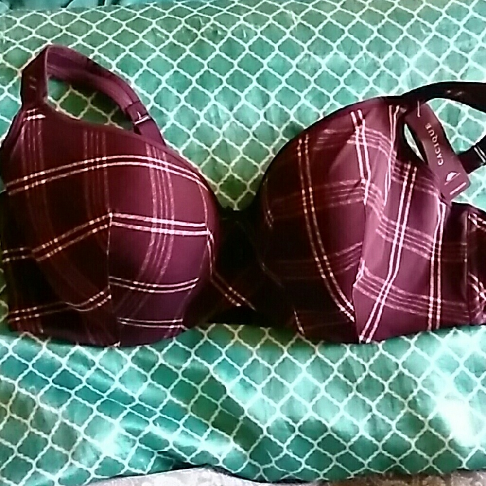 Cute Cacique Purple plaid bra