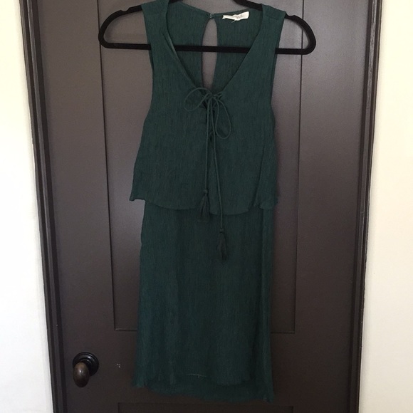 Small Forrest green crepe cotton midthigh Dress - Picture 1 of 6
