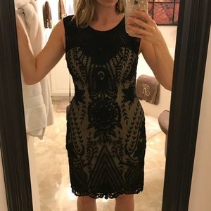 Sue Wong Beaded Black/Nude Cocktail Dress