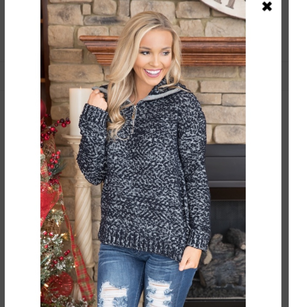 Black and gray pullover sweater