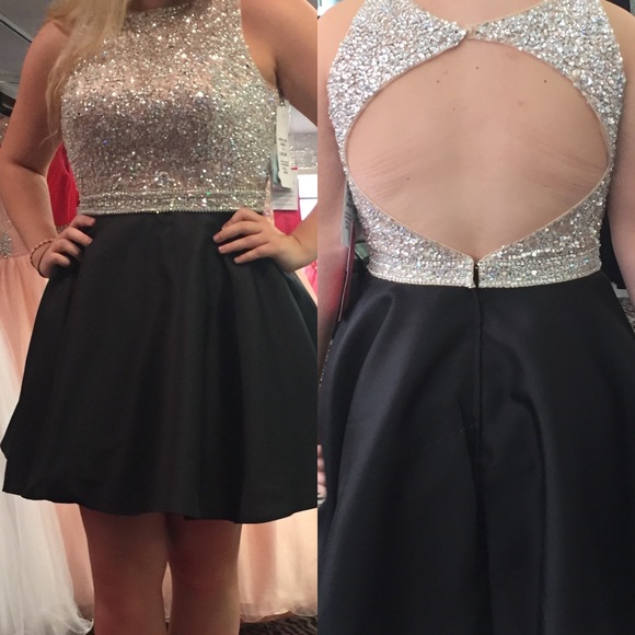 Silver/black short dress