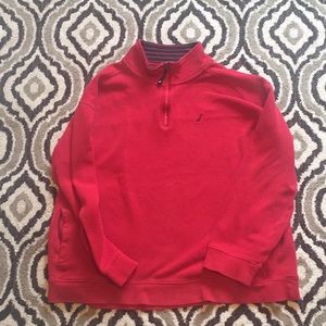 Red Nautica long sleeve quarter zip up pull over.