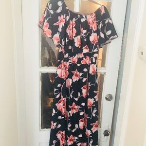 Off the shoulder Navy & Floral maxi dress