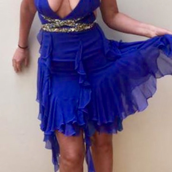 Mandalay cobalt blue dress ,sz 2 w/rhinestones - Picture 2 of 3