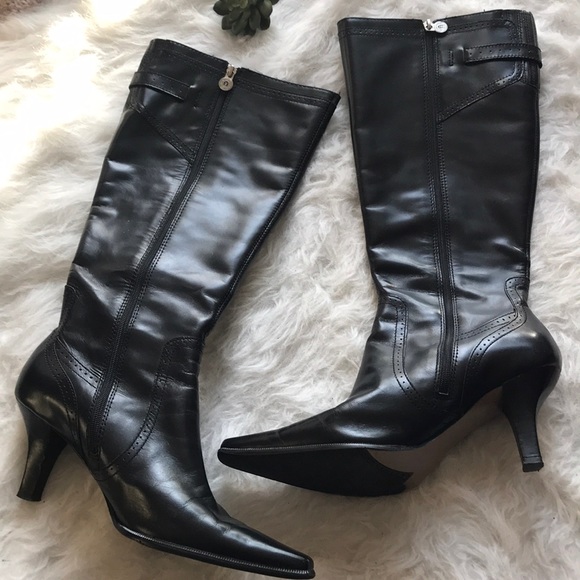 Etienne Aigner Shoes - Etienne Aigner black pointed heel tall boots