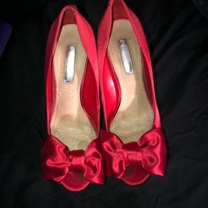 Red Bow Platform Stilettos