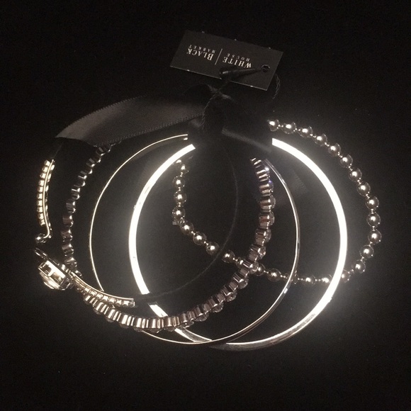 WHBM 5 bangle set, black and silver with crystals - Picture 3 of 5