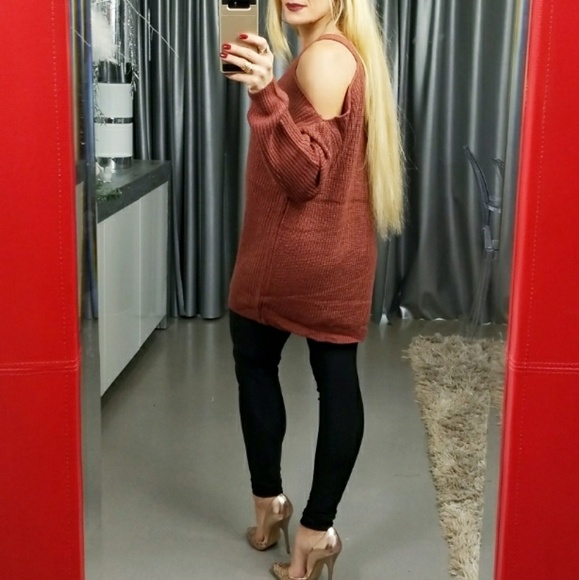 SOLD OUT COLD SHOULDER KNITTED SWEATER - Picture 3 of 3