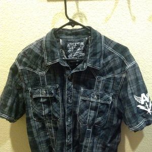 Mens Affliction button down short sleeve