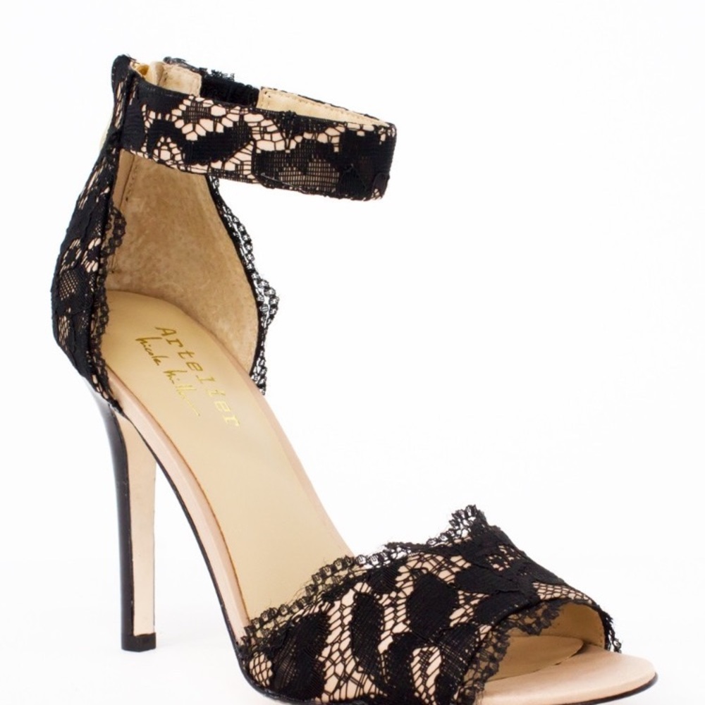 Nicole Miller black lace heels