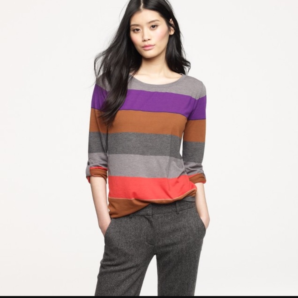 J.Crew Colorblock-stripe long-sleeve tee