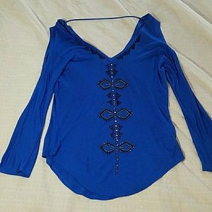 Bebe beaded cold shoulder tunic