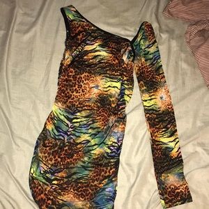 Sexy multi animal print dress