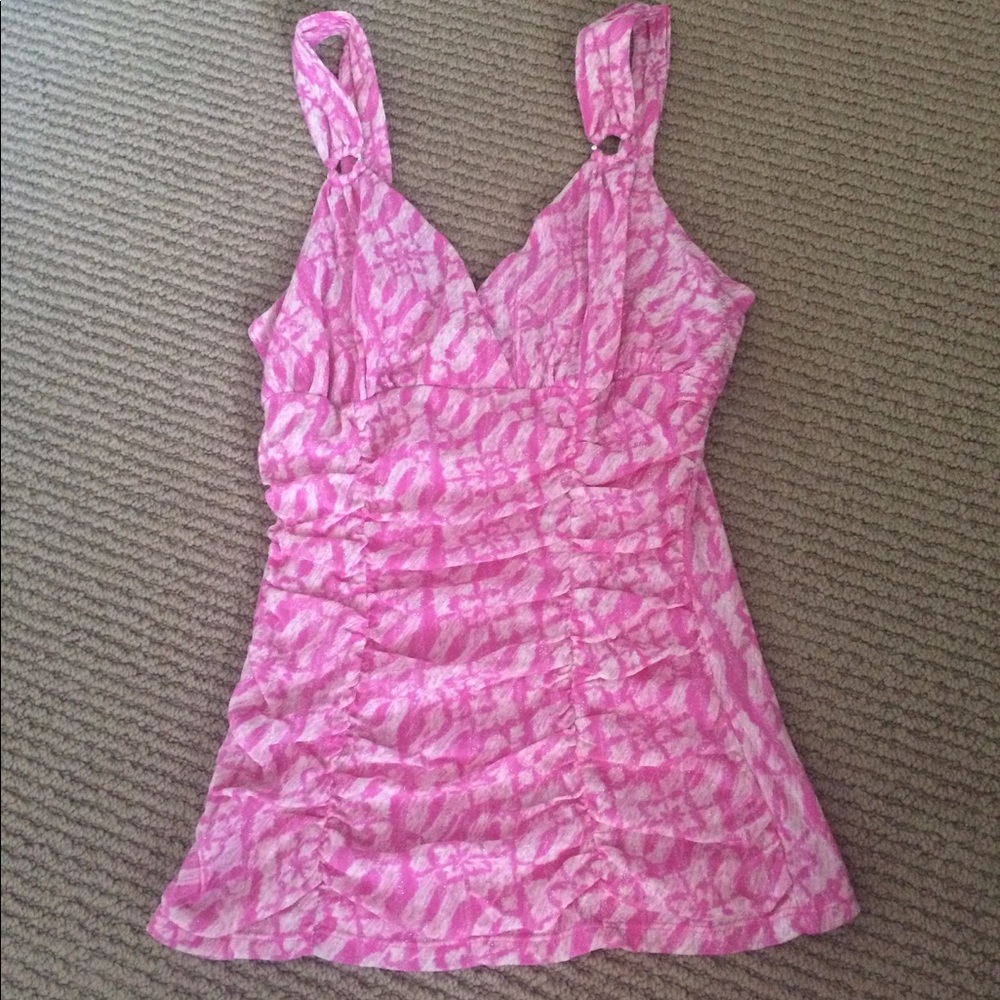 EXPRESS pink/ white with silver accents nylon tank