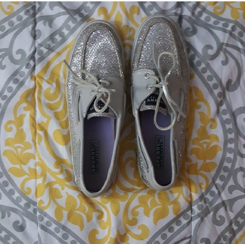 Silver Sparkly Sperrys