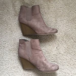 Suede wedge booties