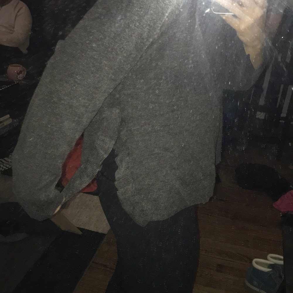 ZARA GRAY RUFFLE SIDE SWEATER
